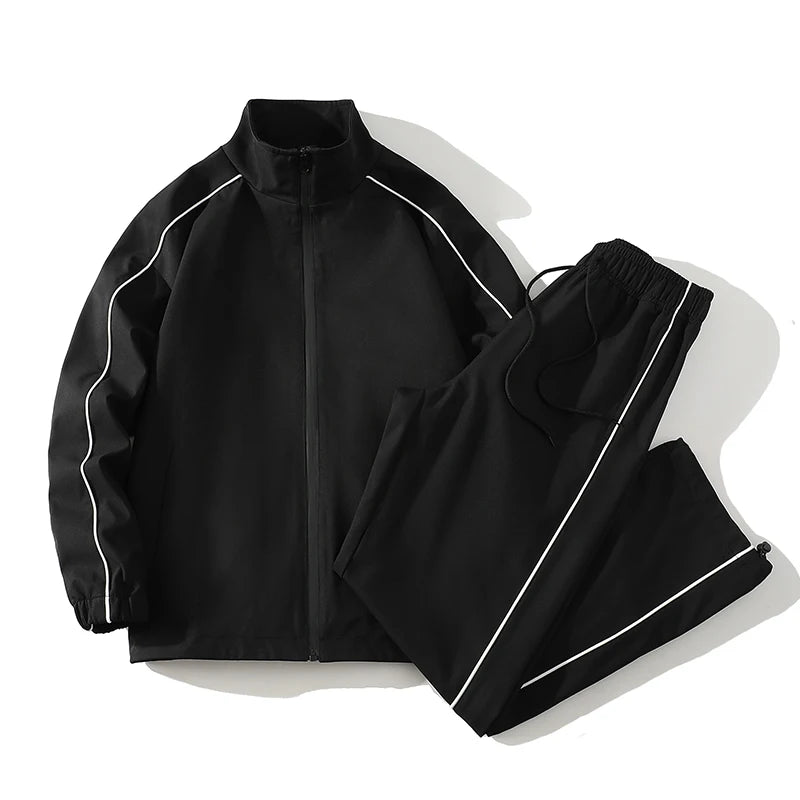 Men’s Two-Piece Tracksuit Set with Contrast Lines